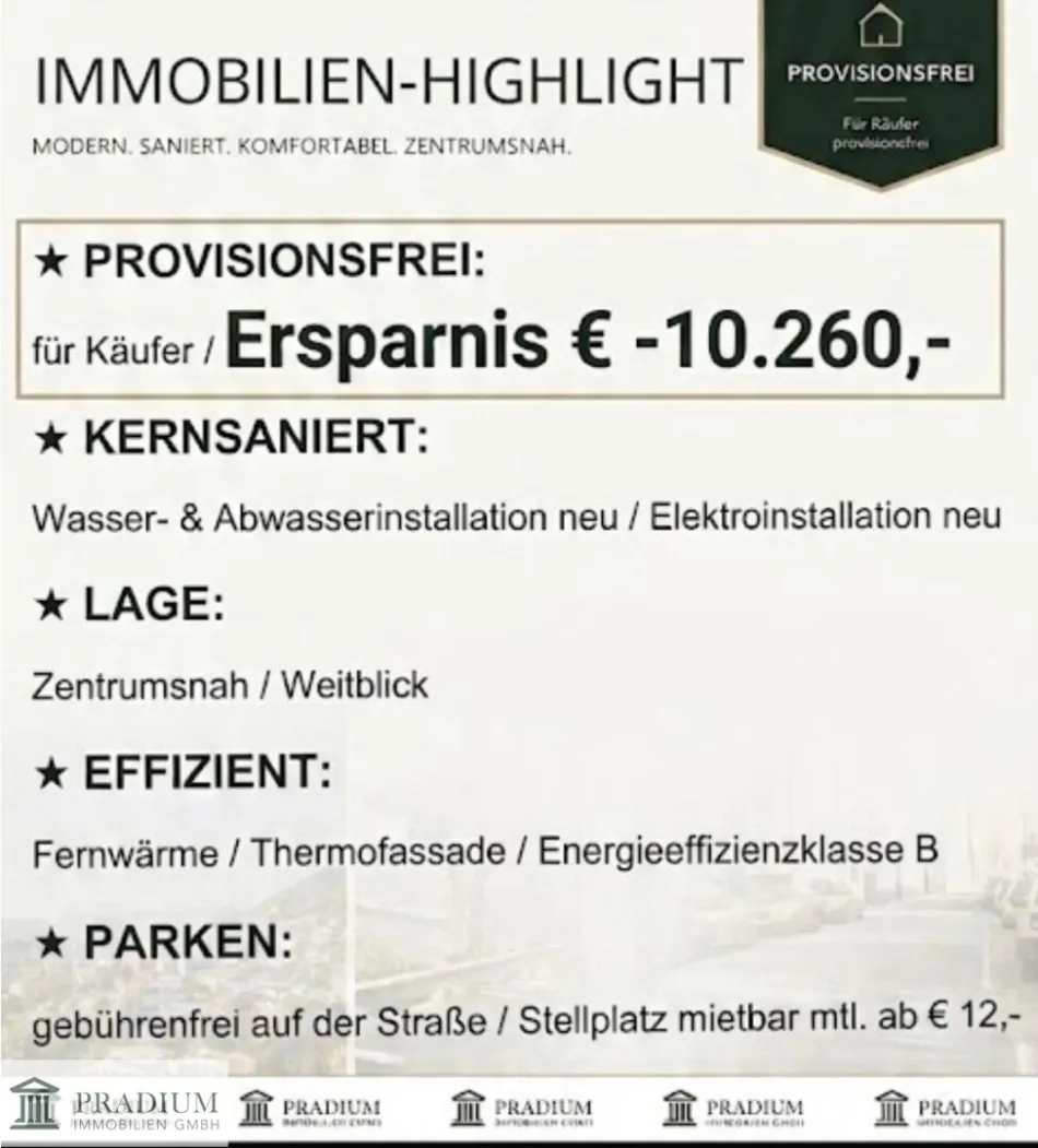 PROVISIONSFREI - Keine KI - Alles ECHT - Erstbezug nach Kernsanierung - 3 Zimmerwohnung mit Loggia - Bild
