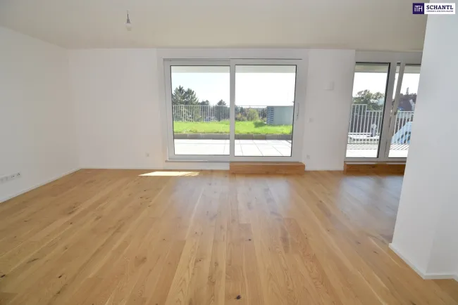 Geniale Gartenwohnung mit Fernblick - vier Zimmer - über 90 m² Freifläche und perfektem Grundriss! - Bild