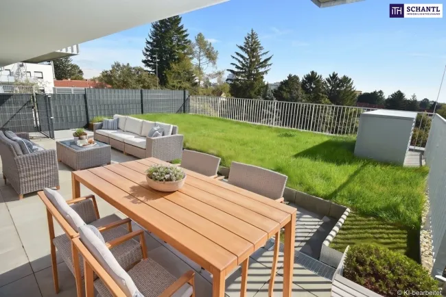 Geniale Gartenwohnung mit Fernblick - vier Zimmer - über 90 m² Freifläche und perfektem Grundriss! - Titelbild