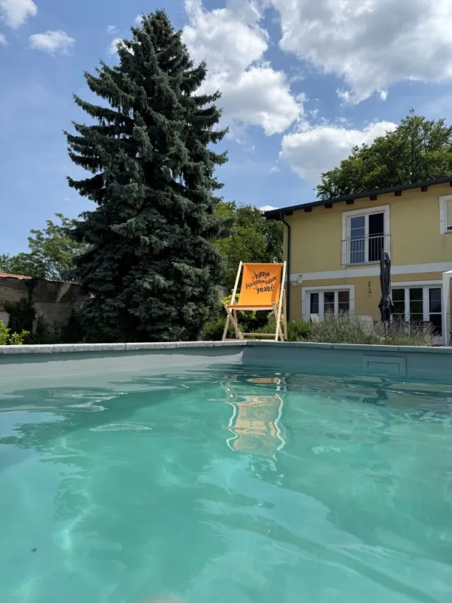 Wohnen Sie noch oder leben Sie schon? Überragende Liegenschaft im Bezirk Baden - Pool, Nebengebäude, landwirtschaftliche Flächen - Bild