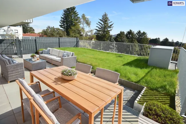 Geniale Gartenwohnung mit Fernblick - vier Zimmer - über 90 m² Freifläche und perfektem Grundriss! - Titelbild