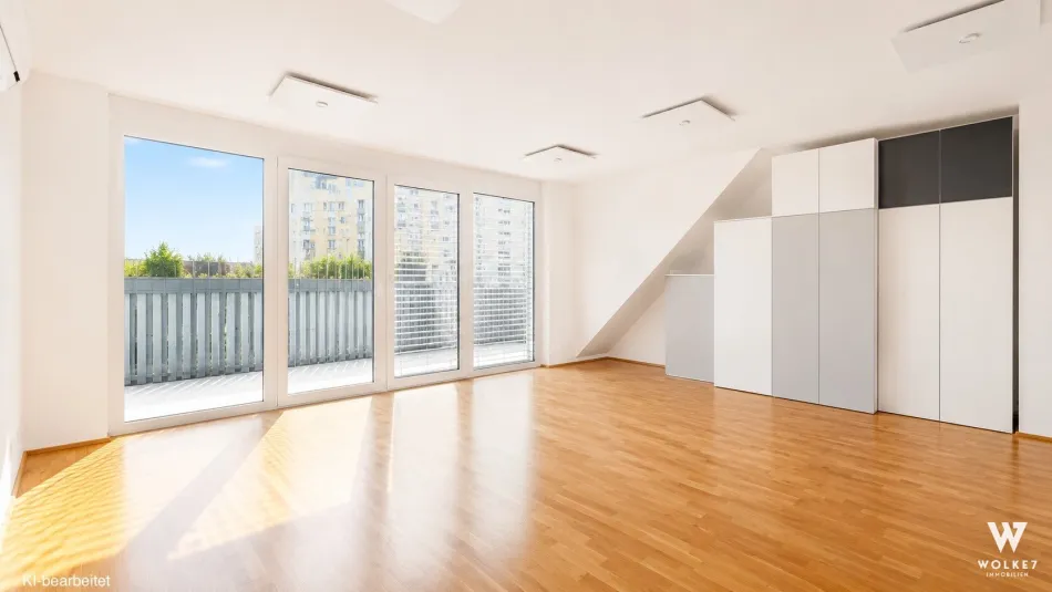 2-Zimmer-Dachgeschoßwohnung mit ca. 9 m² Dachterrasse I Klimaanlage & Fußbodenheizung I Nahe U1 Kagraner Platz - Titelbild