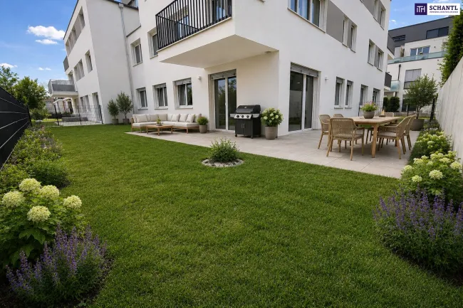 Bezugsfertig. Bestens angebunden. Erholsam ruhig. Großzügige 4-Zimmer Gartenwohnung mit privatem Gartenparadies und Top-Infrastruktur! - Bild