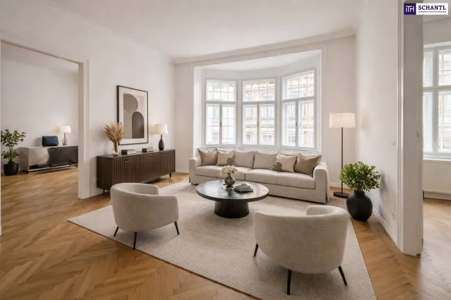 SOMMER Aktion: Nur 50% Provision! Stark reduziert! Geräumige 4-Zimmerwohnung im Botschaftsviertel neben Arenbergpark + Traumhaft schönes Altbauhaus + Bestlage in 1030 Wien + Klassische Altbauwohnung - Bild