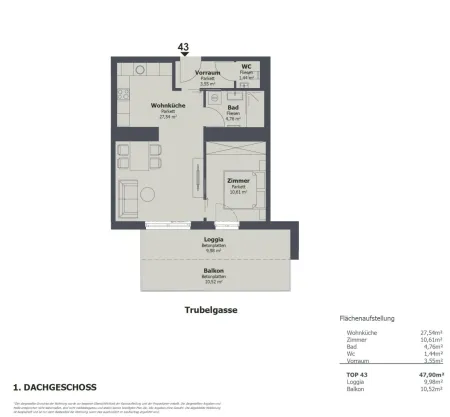 Grundriss TOP 43