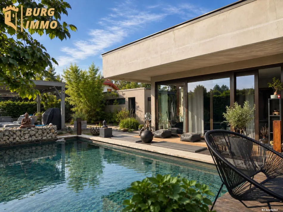 Einzigartiger Design-Bungalow mit Schwimmteich & Wellnessgarten nahe dem Neufelder See - Titelbild