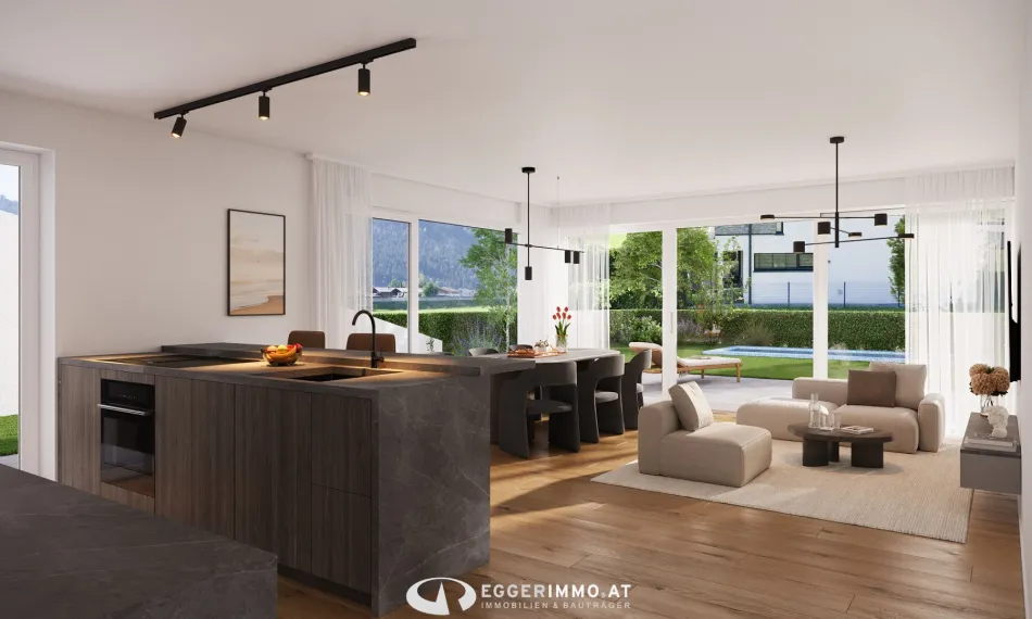 Exklusive Neubau Gartenwohnung mit großer Terrasse, weitläufigem Garten und privatem Pool in Maishofen - Bild