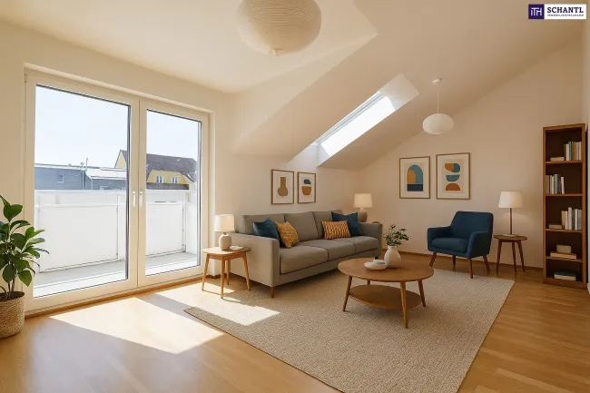 Charmante Dachgeschosswohnung mit viel Licht und luftiger Raumhöhe! Innenhof-Süd-Ausrichtung! Top Anbindung! Ab sofort verfügbar! - Bild