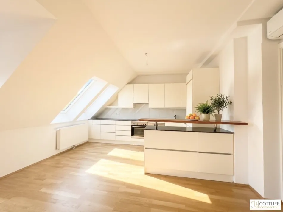 Bestlage nahe Glanzing! Perfekt geschnittene 3-Zimmer-Dachgeschoss-Wohnung mit Balkon in Grünruhelage und mit Kahlenbergblick - Bild
