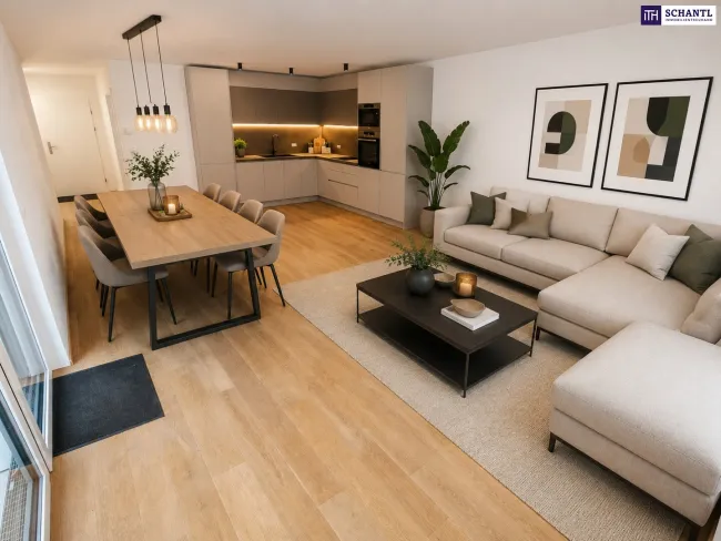 Fire Sale! Absolute Ruhelage mit Terrasse im Innenhof! Innovative Erdwärme + Perfekt aufgeteilte 3 Zimmer + Hochwertige Ausführung + Tiefgarage + Nachhaltig investiert! Jetzt zugreifen! - Titelbild