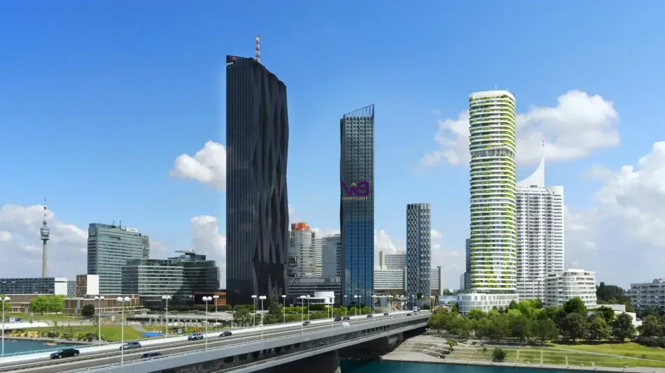 1 Zimmer Mietwohnung mit 6m² Balkon- DANUBE FLATS –13. Stockwerk-Exklusives Wohnen im höchsten Wohnturm Wiens! - Bild