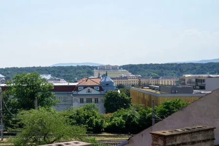 Ausblick vom südlichen Zimmer Richtung Gloriette