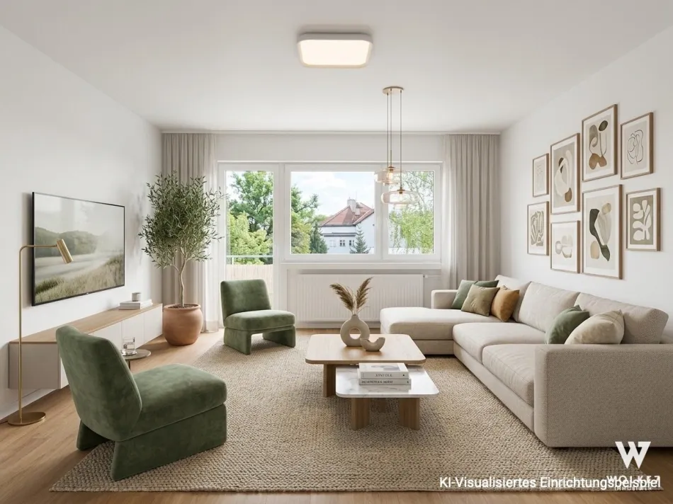 Top sanierte 3-Zimmer-Wohnung in Ruhelage mit Grünblick | Südwest-Loggia | KFZ-Stellplatz - Bild