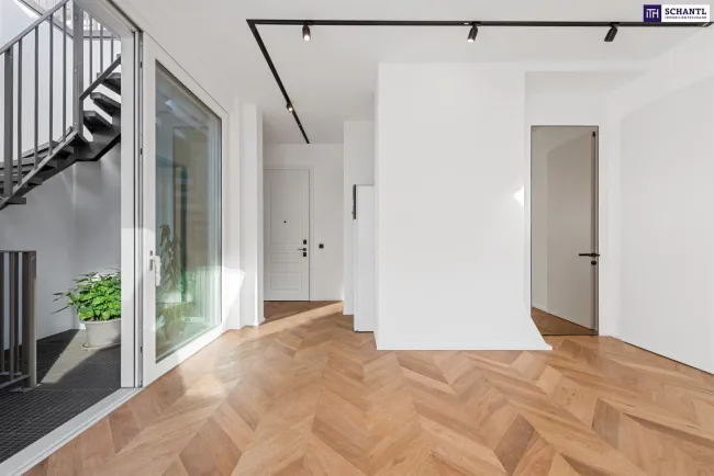 Wohnzimmer, Eingang, Zugang zur Dachterrasse