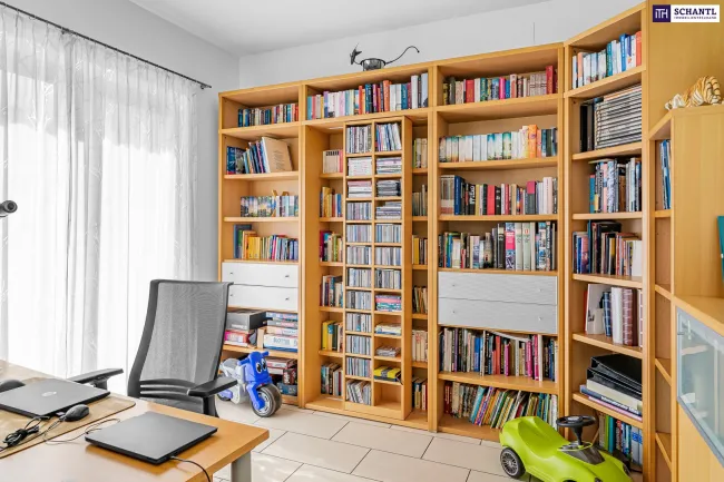 Arbeitsnische im Wohnzimmer, Bibliothek