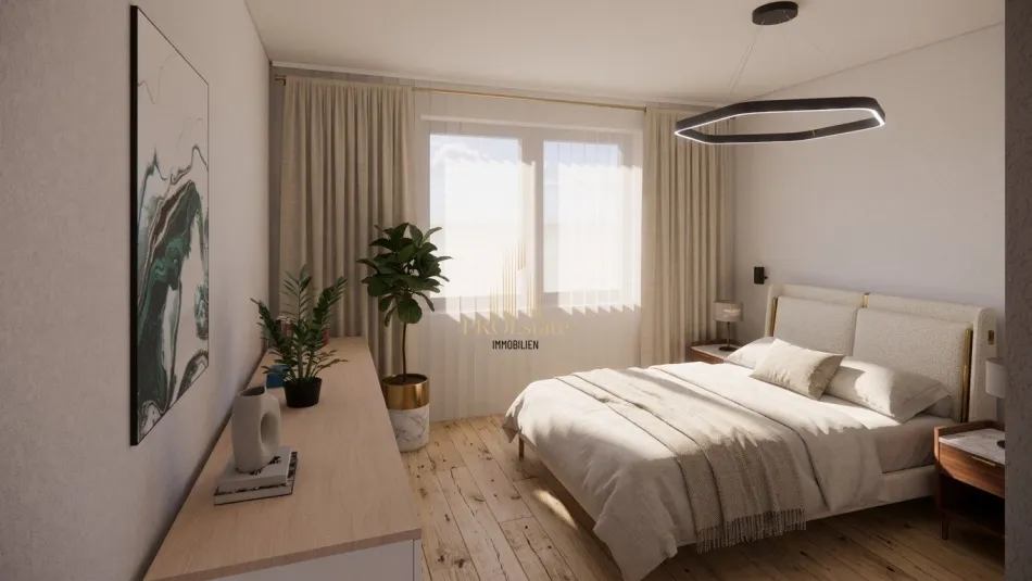 Moderne, effiziente Gartenwohnung in absoluter Ruhelage mit Weitsicht 91m², 4-Zi, Terrasse, Garage! Erstbezug in Buchkirchen! - Bild