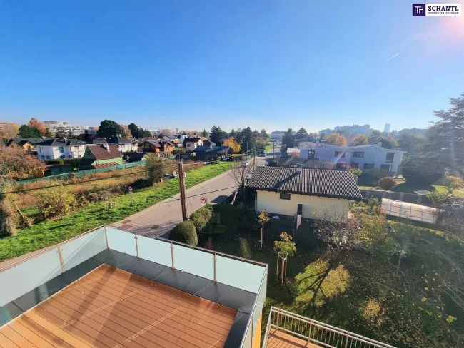 Lebensqualität pur im Dachgeschoss mit Terrasse und Garten! 4 Zimmer + Hochwertige Materialien + Viel Grün und Ruhe + Toller Blick! Ihr Rückzugsort mit WOW-Effekt! - Bild
