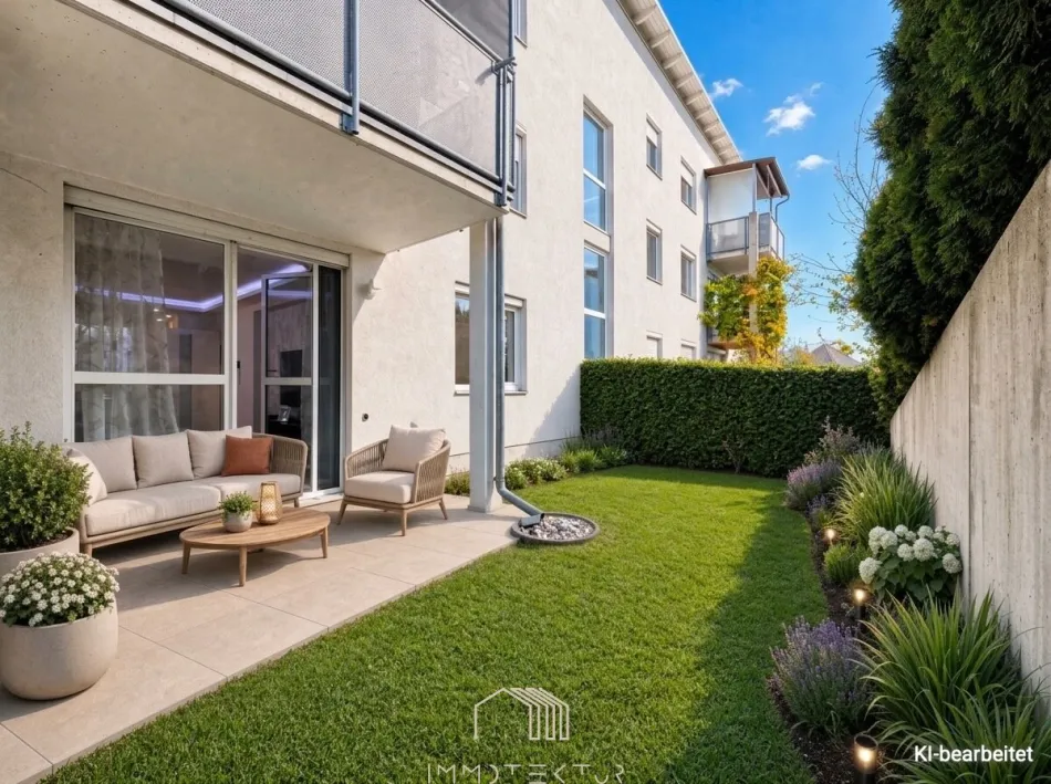 🌿 GARTENWOHNUNG MIT SELTENHEITSWERT – modernes Wohnen mit privatem Grünraum und Tiefgarage - Titelbild