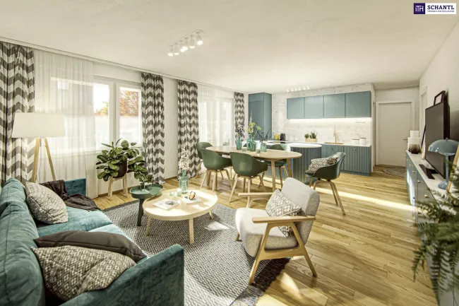 Mehr als ein Neubau. Ein Neubeginn! WOW - Gartenwohnung mit riesigem Garten und Terrasse! 3 Zimmer + Hochwertige Ausstattung + Ideale Infrastruktur + Garage + Ein neues Lebebsgefühl! - Bild