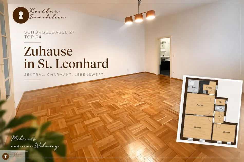 WG - Traum - Charmante & großzügige Dreizimmerwohnung im Herzen von St. Leonhard zur Miete. - Titelbild