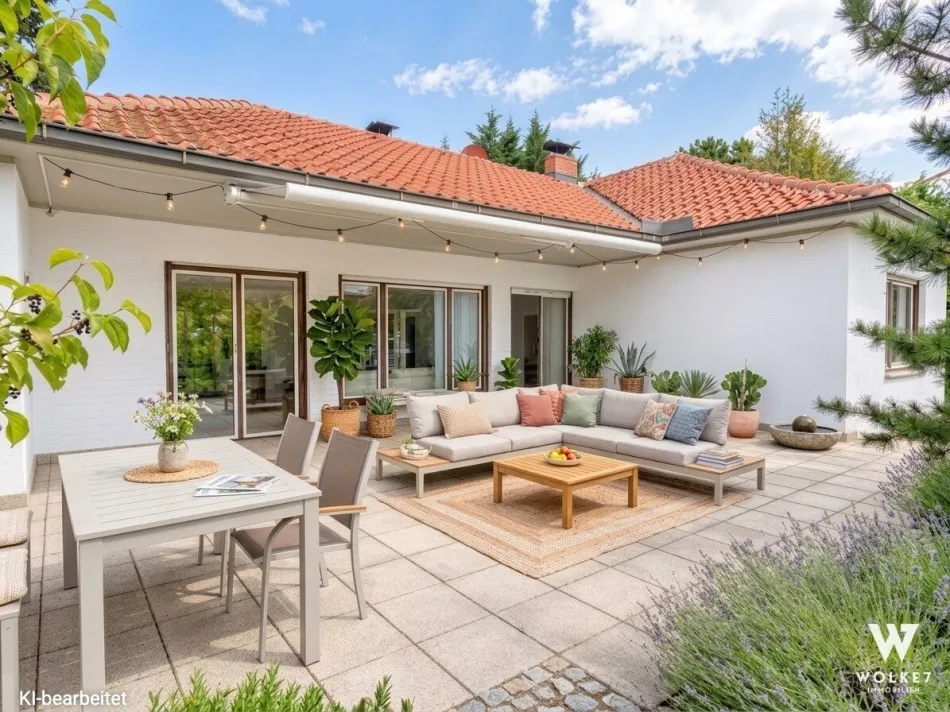 Bungalow in Strasshof | 120 m² Wohnfläche | 4 Zimmer | Südterrasse & Traumgarten - Titelbild