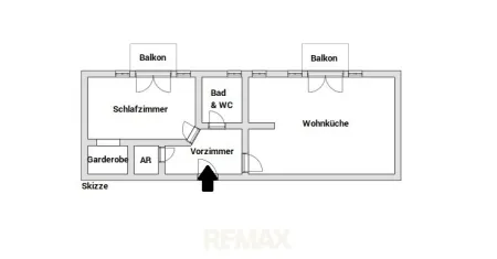 Skizze Grundriss Wohnung 1170 Wien