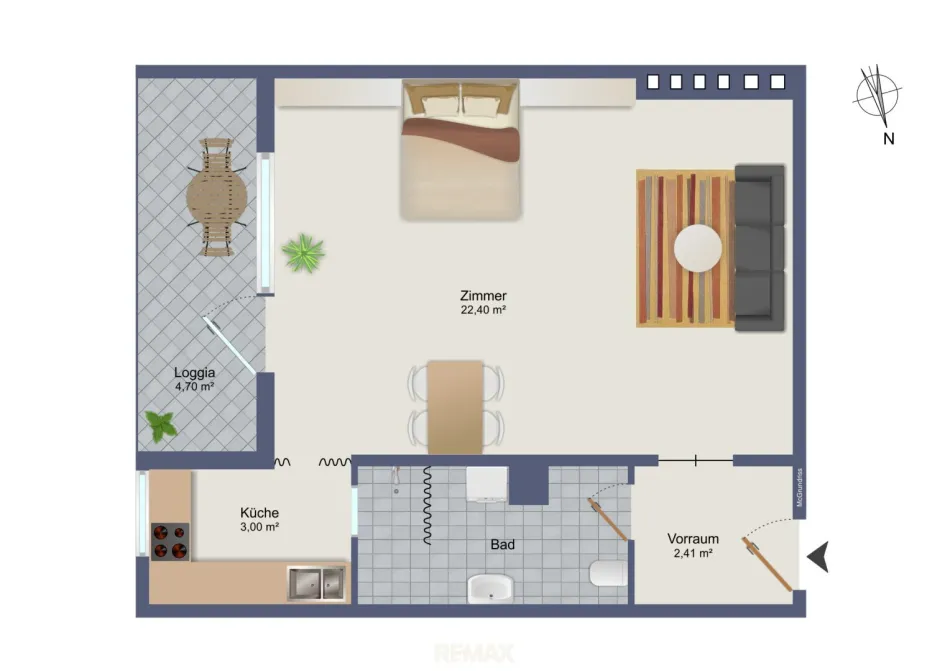 Koffer packen und umziehen. Attraktive 1-Zimmer-Wohnung mit Loggia in Lend - Bild