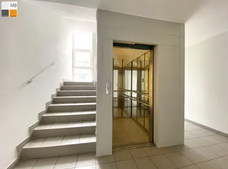 Gepflegtes Stiegenhaus mit modernem Aufzug