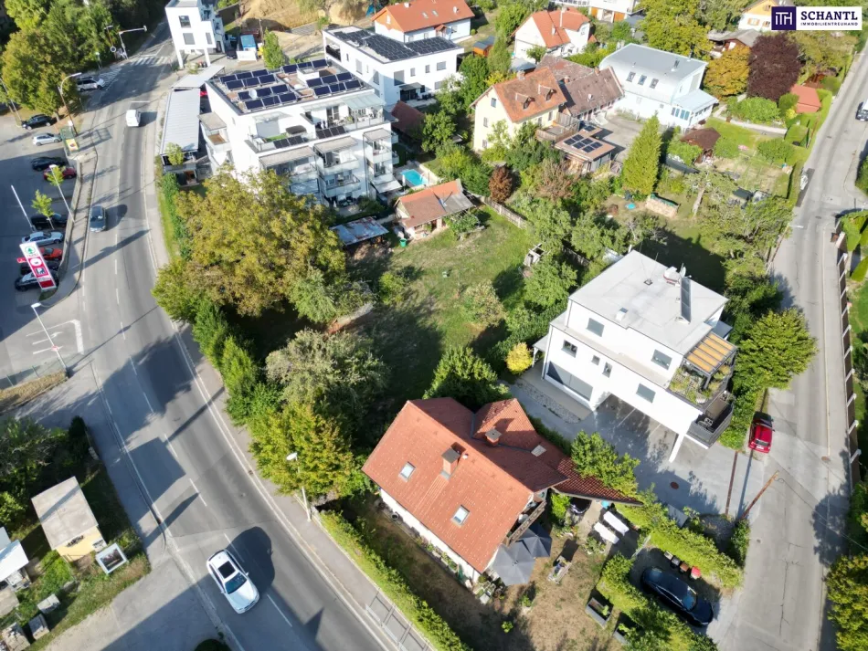 Ordination, Büro und Wohnen: Baugrund mit 0,6er-Dichte (WA) an der Radegunderstraße in Graz-Andritz - eben, gegenüber Supermarkt, Apotheke und Bushaltestelle. - Titelbild