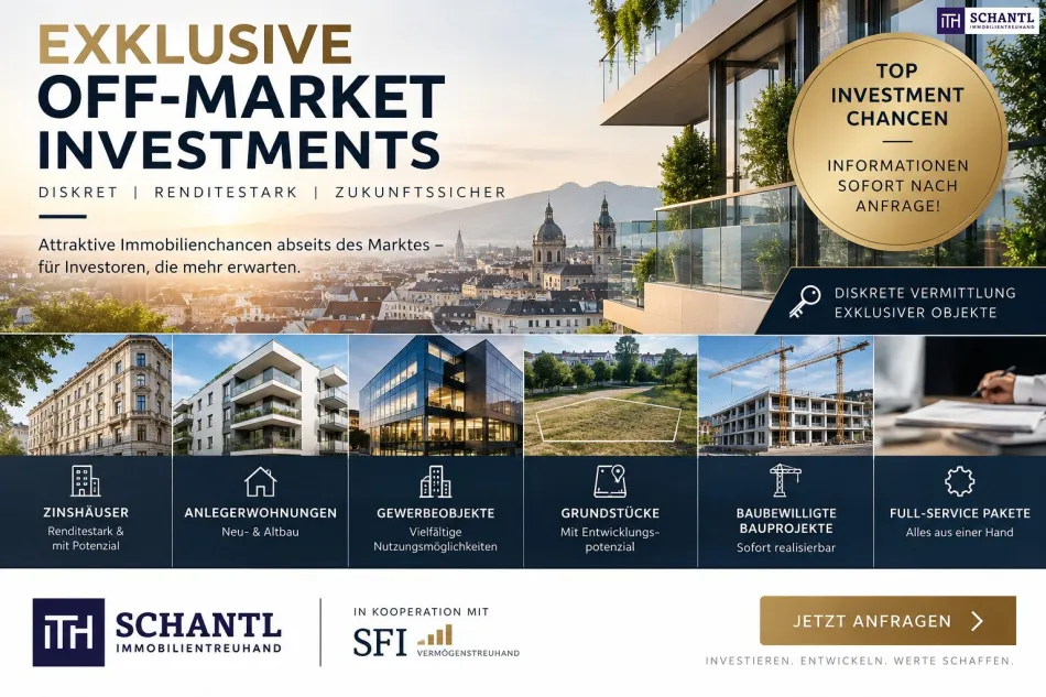 OFF-MARKET INVESTMENTCHANCEN – Renditestarke Zinshäuser, Grundstücke & ganze Bauprojekte! - Titelbild