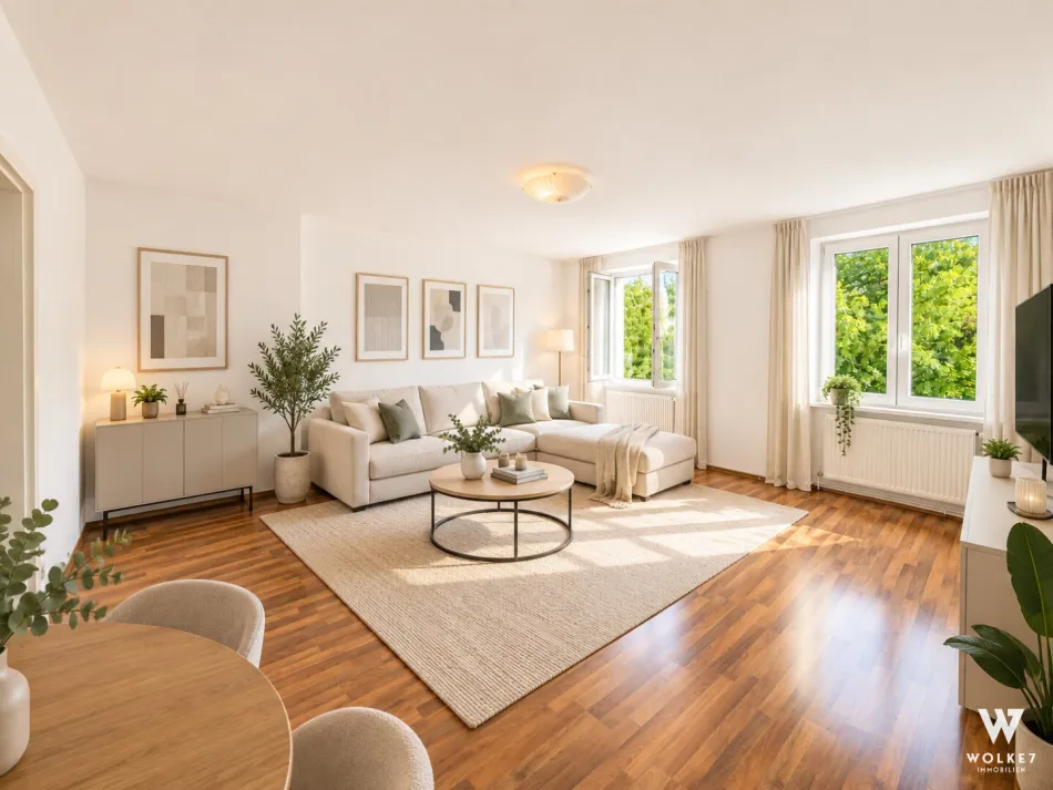 Helle 3-Zimmer-Wohnung in absoluter Ruhelage mit traumhaftem Grünblick in 1230 Wien | Sehr gepflegter Gemeinschaftsgarten - Titelbild