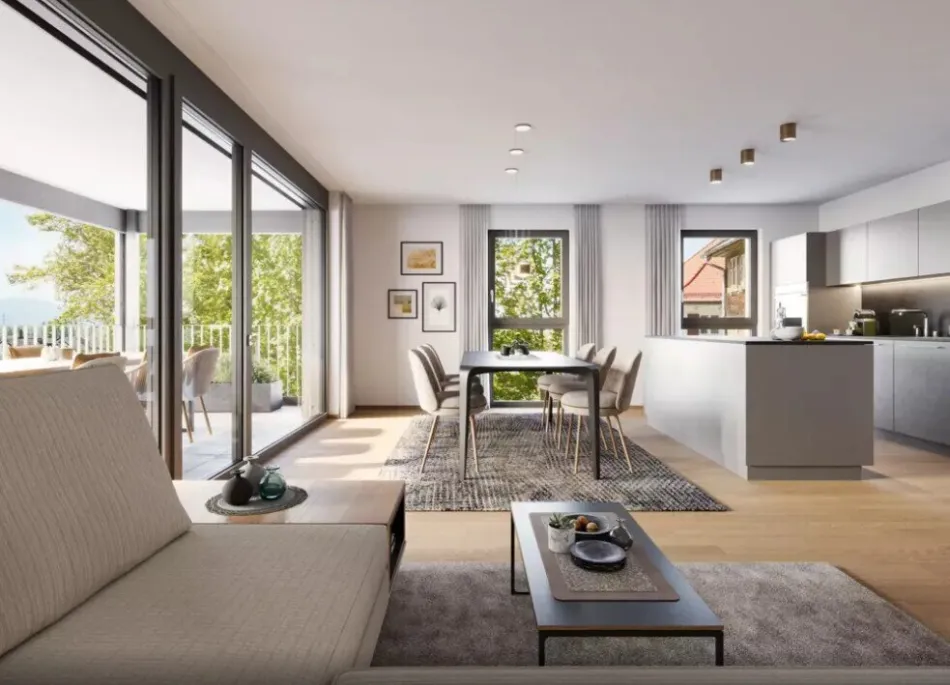 Moderne Gartenwohnung in Wolfurt: Erstbezug, 2 Zimmer, Terrasse, Tiefgarage, Erdwärme! - Bild