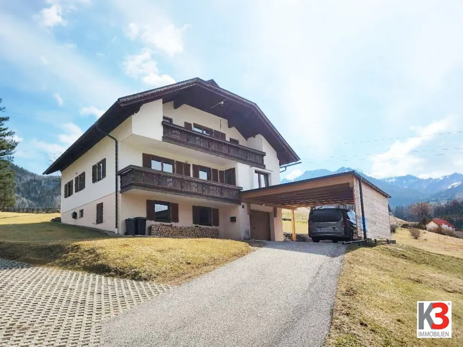 K3 - EINMALIG! TRAUMHAFTES WOHNHAUS MIT UNVERBAUBAREM ALPENPANORAMA. Familienoase in einmaliger Naturlage. Sonnig und nebelfrei. - Bild