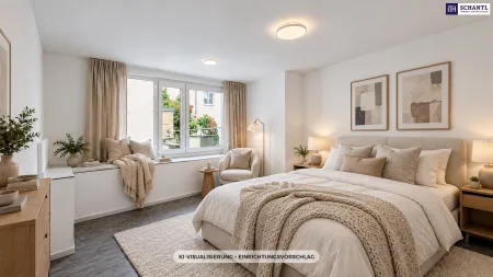 Schlafzimmer, KI-Visualisierung, Einrichtungsvorschlag