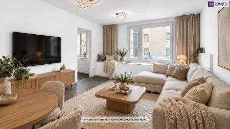Wohnzimmer, KI-Visualisierung, Einrichtungsvorschlag