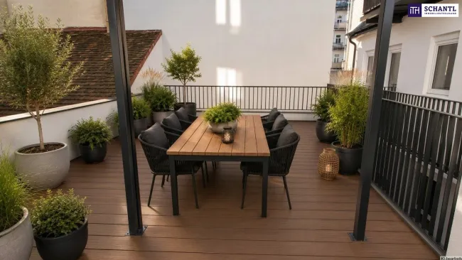 Ihre private Grünoase auf der 23 m² Terrasse mitten in Wien + stilvolle 3-Zimmer-Wohnungen + Klimaanlage & Luftwärmepumpe - Titelbild