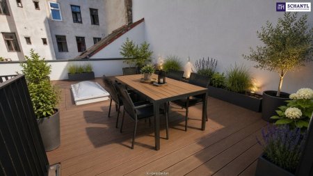 Entdecken Sie diesen Terrassentraum im ruhigen Innenhof + neu sanierte 3-Zimmer-Wohnung mit Klimaanlage & Luftwärmepumpe + Saniertes Altbauhaus