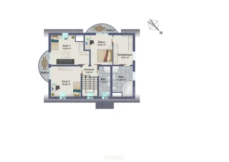 schematischer Grundriss Obergeschoß