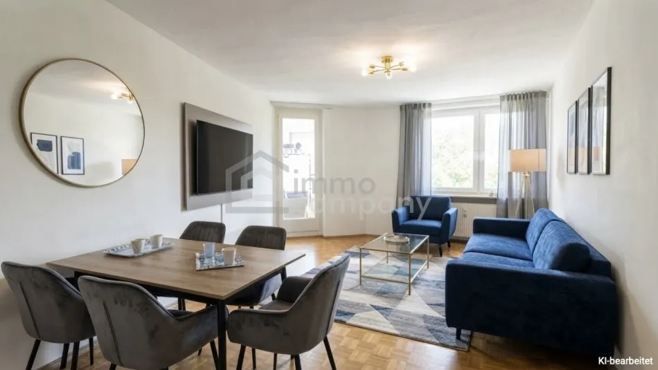 Götzis - Helle Eigentumswohnung im obersten von drei Stockwerken, 3 Zimmer, Loggia mit Glasfront zum Öffnen oder Schließen, 77 m2 + 9 m2 Loggia, Gesamt 86 m2, inkl. 1 TG und 1 Kellerabteil. - Bild