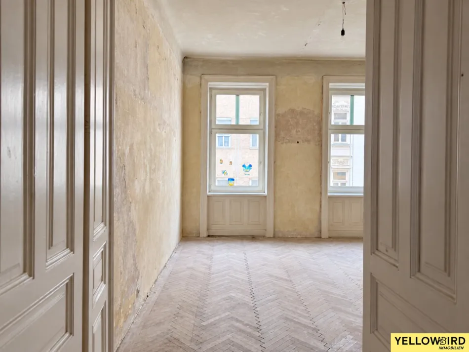 Helle, sanierungsbedürftige 4-Zimmer-Wohnung mit geplantem, innenhofseitigem Balkon in Ruhelage nahe dem Belvedere - Bild