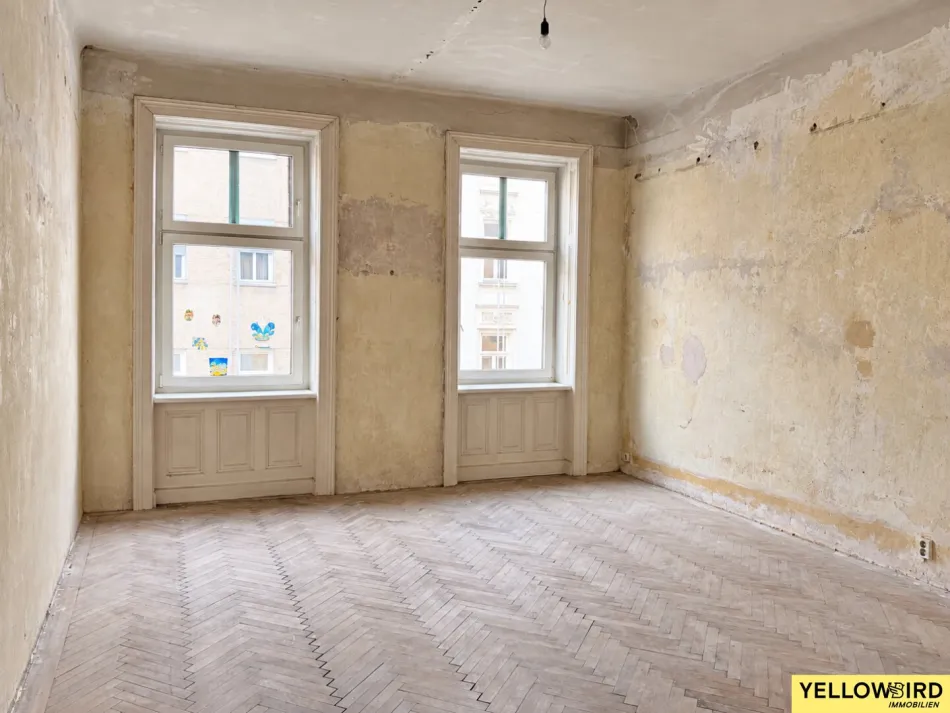 Helle, sanierungsbedürftige 4-Zimmer-Wohnung mit geplantem, innenhofseitigem Balkon in Ruhelage nahe dem Belvedere - Titelbild