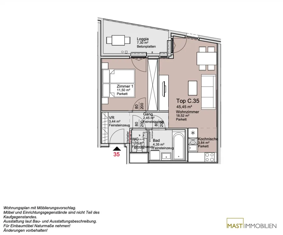 4. Stock - 2-Zimmer Wohnung ab Dezember! - Bild