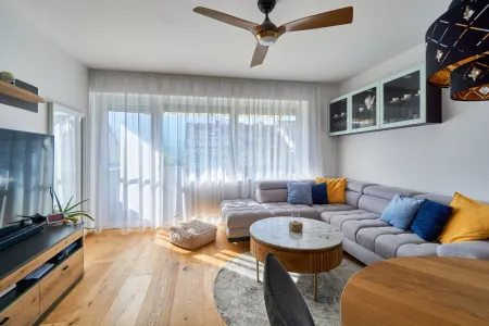 Wohnzimmer mit Ausgang zum Südbalkon
