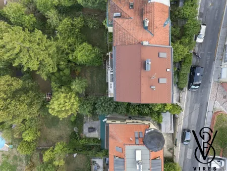 Draufsicht auf Haus und Garten
