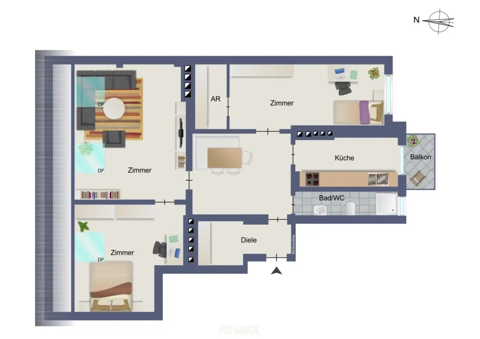 Altbaucharme über den Dächern von Graz – großzügige 111 m² Wohnung mit Balkon in Jakomini - Bild