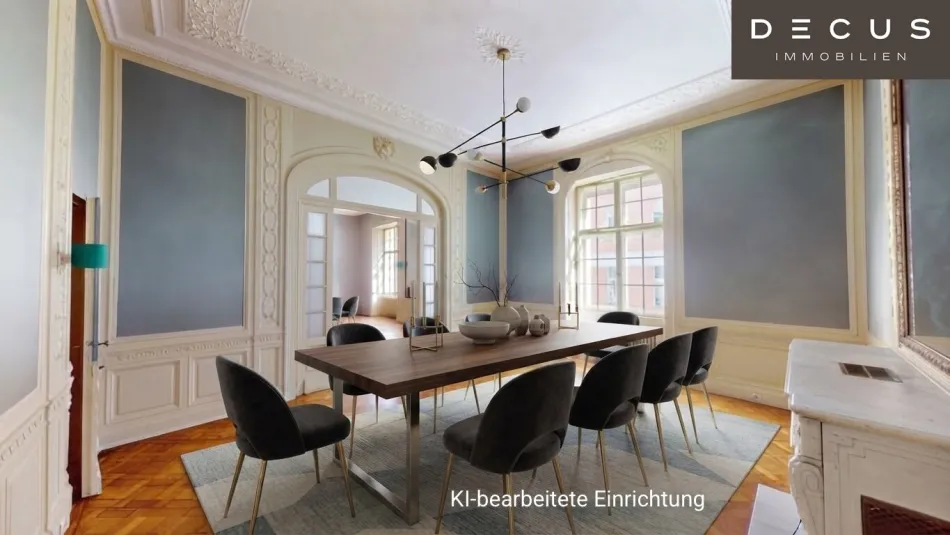 EINZIGARTIGER ALTBAU-TRAUM IM BOTSCHAFTSVIERTEL, STUCK, KAMIN, BELETAGE, 3D-RUNDGANG - Bild