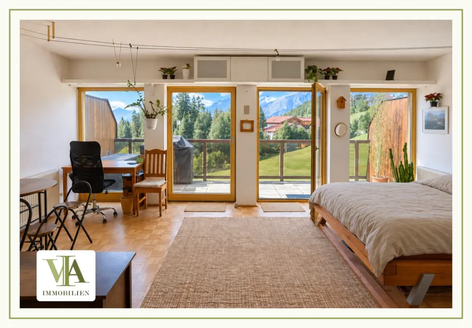 Helle 46 m² große 1-Zimmer-Wohnung mit geräumiger Terrasse und herrlichem Weitblick – ruhig gelegen und nahe Seefeld - Titelbild
