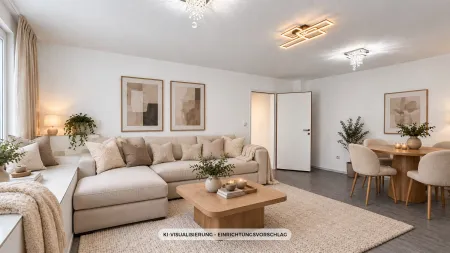Wohnzimmer, KI-Visualisierung, Einrichtungsvorschlag