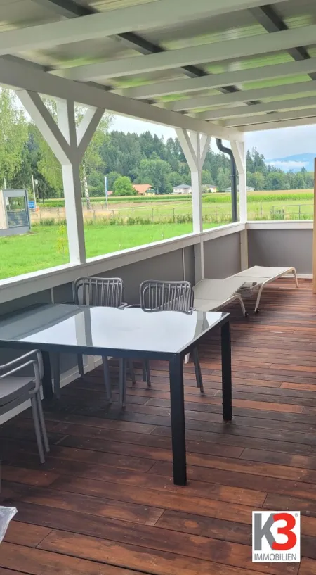 K3 - MODUL-HAUS DER EXTRAKLASSE. Wohnfläche 68 m2, 2 Schlafzimmer, 40 m2 Terasse. Ganzjahresnutzung möglich. Ferienregion Klopeinersee. - Bild