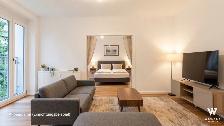 Erstbezug nach Renovierung: Helle 2-Zimmer-Wohnung mit bodentiefen Fenstern & begrünter Innenhof - Bild